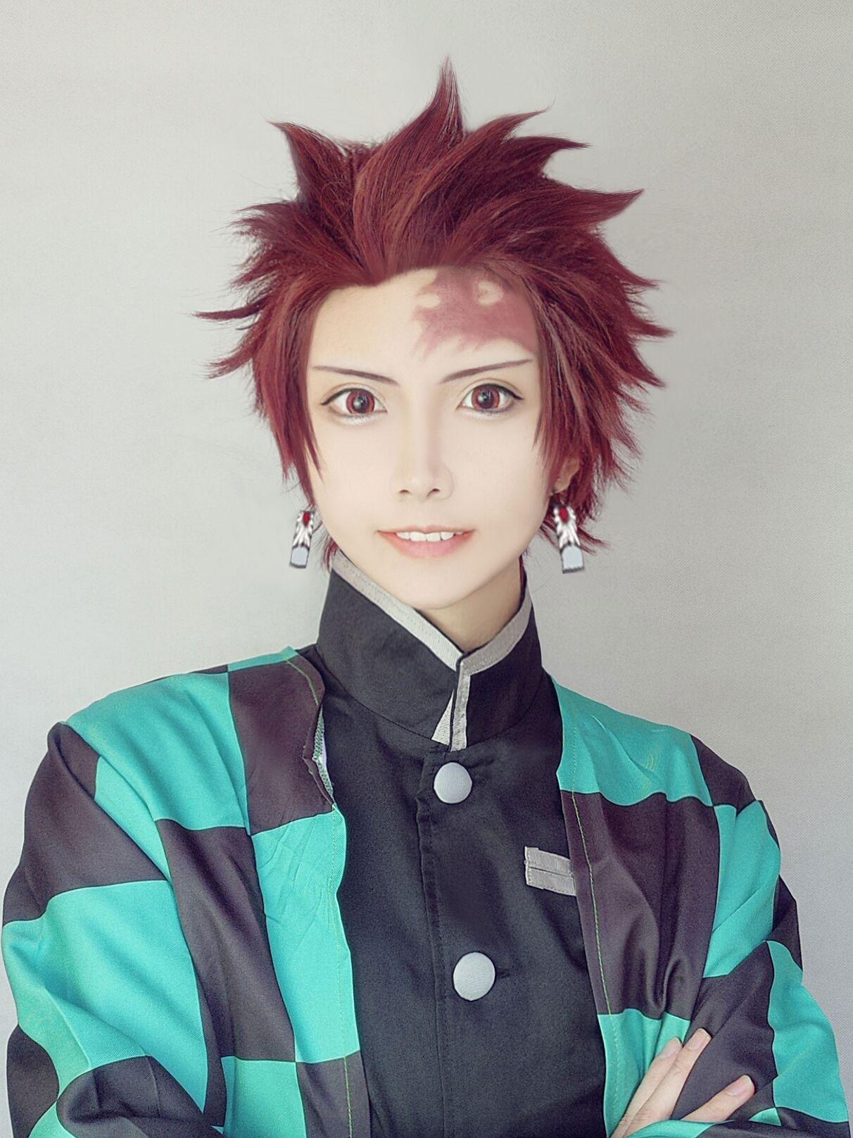 Demon Slayer Kimetsu No Yaiba Tanjirou Kamado Red Black Cosplay 